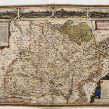Komenského mapa Moravy (soukromá sbírka) - mapový obsah: Jan Amos Komenský, asi v letech 1621–1623, rytec: Abraham Goos, Amsterodam v letech 1626–1627, nakladatel: Nicolaus Joannes Piscator, Amsterodam v roce 1627.