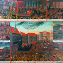 Anonymní malíř - Popravy vůdců českého stavovského povstání na Staroměstském náměstí v Praze dne 21. června 1621 a související výjevy (zámek Rychnov na Kněžnou, soukromá sbírka) – asi v roce 1621 nebo krátce poté, olej na plátně.